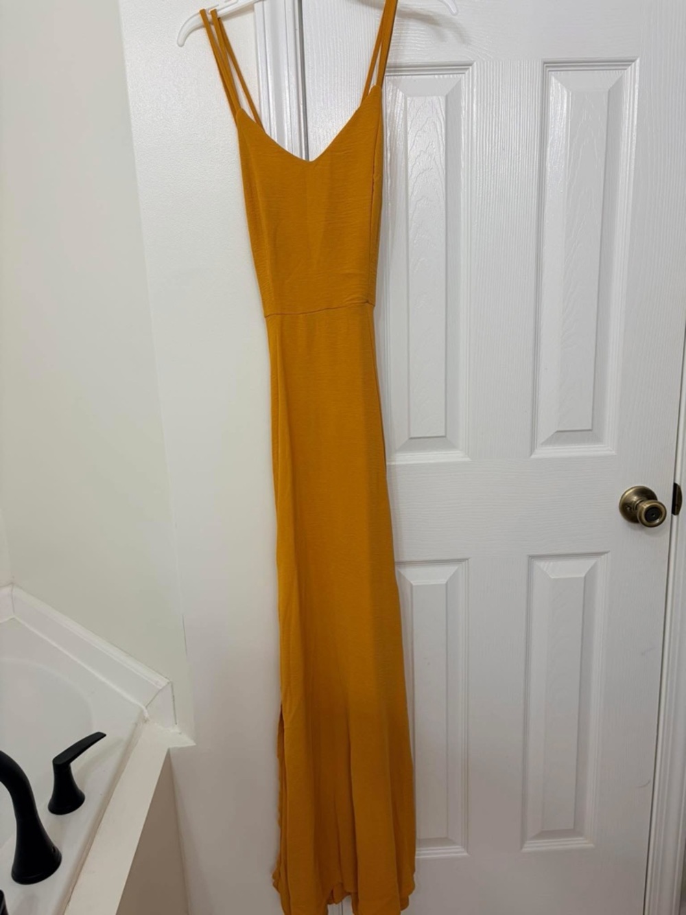 SHEIN Mustard Spaghetti Strap Maxi Dress